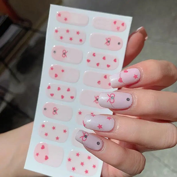 16 Pieces Of Red Love Full Cover Nail Art Stickers Wine Red Nail Stickers Long-Lasting Self-Adhesive DIY Nail Art Making