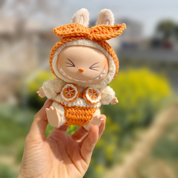 15/17cm Labubu Doll Clothes Strawberry Orange Bikini Set Beach Swimsuit Outfit Accessories