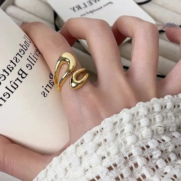 2025 New Gold Color Smooth Ring for Women Punk Vintage Fashion Finger Open Rings for Party Wedding Jewelry Gifts Wholesale