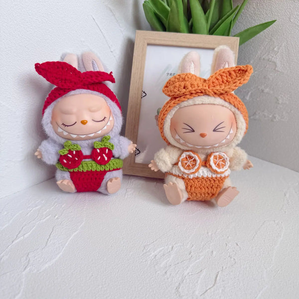 15/17cm Labubu Doll Clothes Strawberry Orange Bikini Set Beach Swimsuit Outfit Accessories
