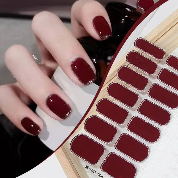 14Tips Gel Nail Stickers Free-Baking Full Cover Stickers Gel Nail Patch Polish Strips DIY Nail Art Making Manicure Patch