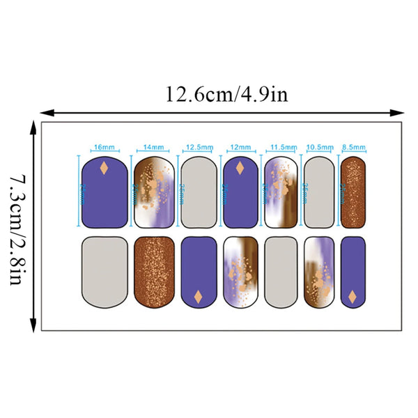 14 Tips/Sheet 3D Design Nail Wraps Full Cover Self-adhesive Nail Decal Waterproof Nail Polish Sticker Manicure Art Accessories