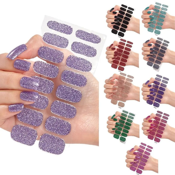 1Sheets Strips Gel Nail Stickers Glittering Sequins Gel Nail Polish Strips Simple Gel Full Nail Wraps for DIY NAil Art Making